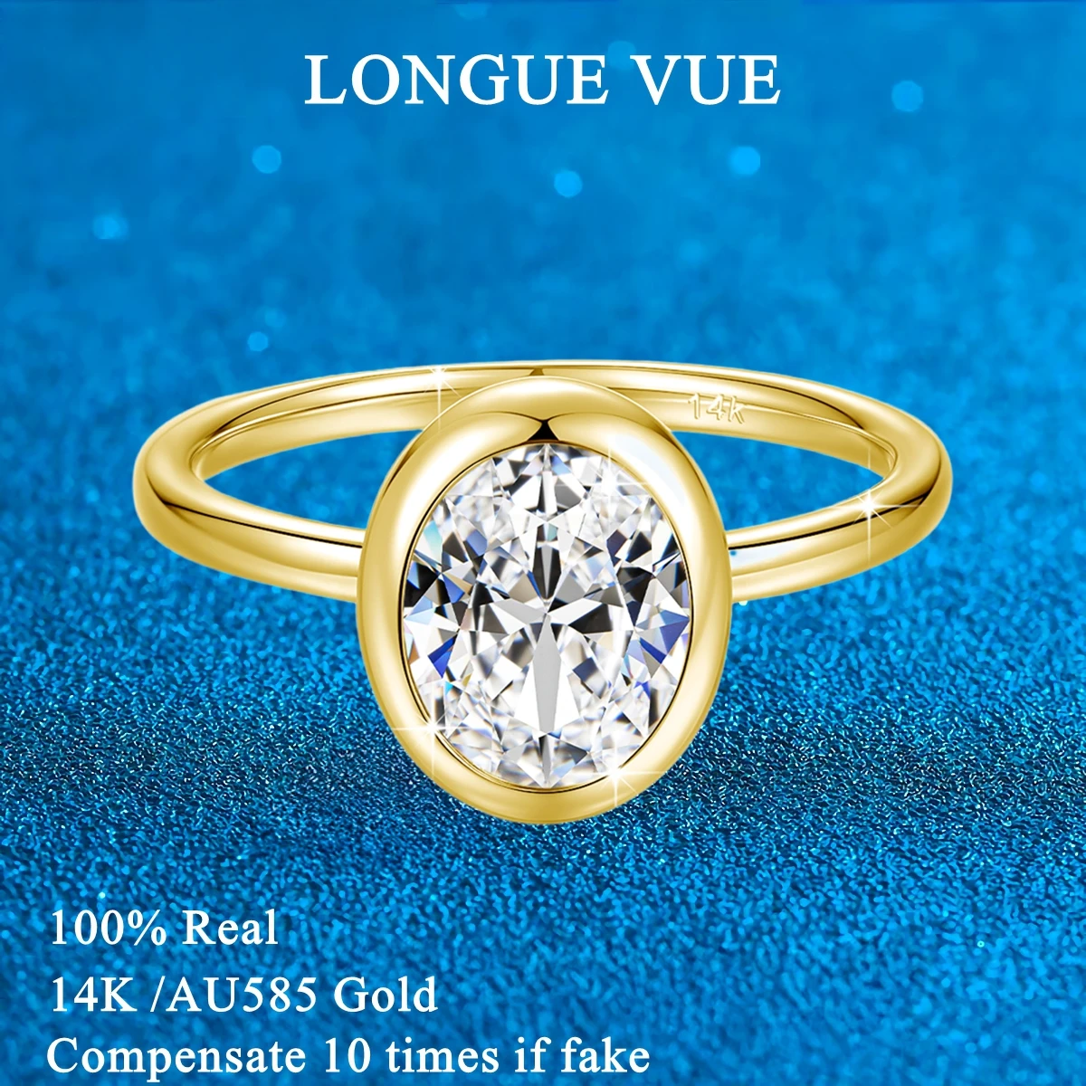 

AU585 2-каратное кольцо с муассанитом овальной огранки, 14-каратное золото, ободок, лабораторное обручальное кольцо с бриллиантами для женщин, ювелирные украшения с сертификатом