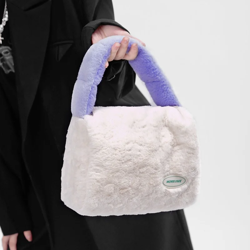 Borsa da donna in morbida pelliccia di peluche di alta qualità borsa in pelliccia sintetica di lusso nuova borsa di Design con manico morbido in peluche di grande capacità