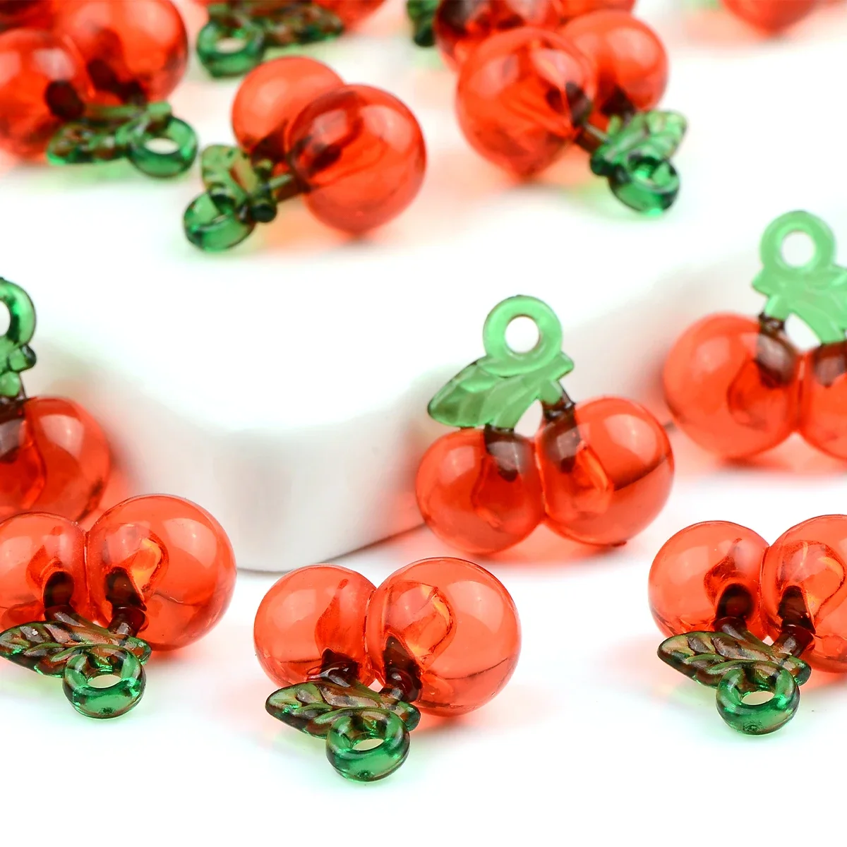 10pcs Resin Cherry Charms Pendants for DIY Jewelry Making, Handmade Earring Necklace Bracelet Accessories