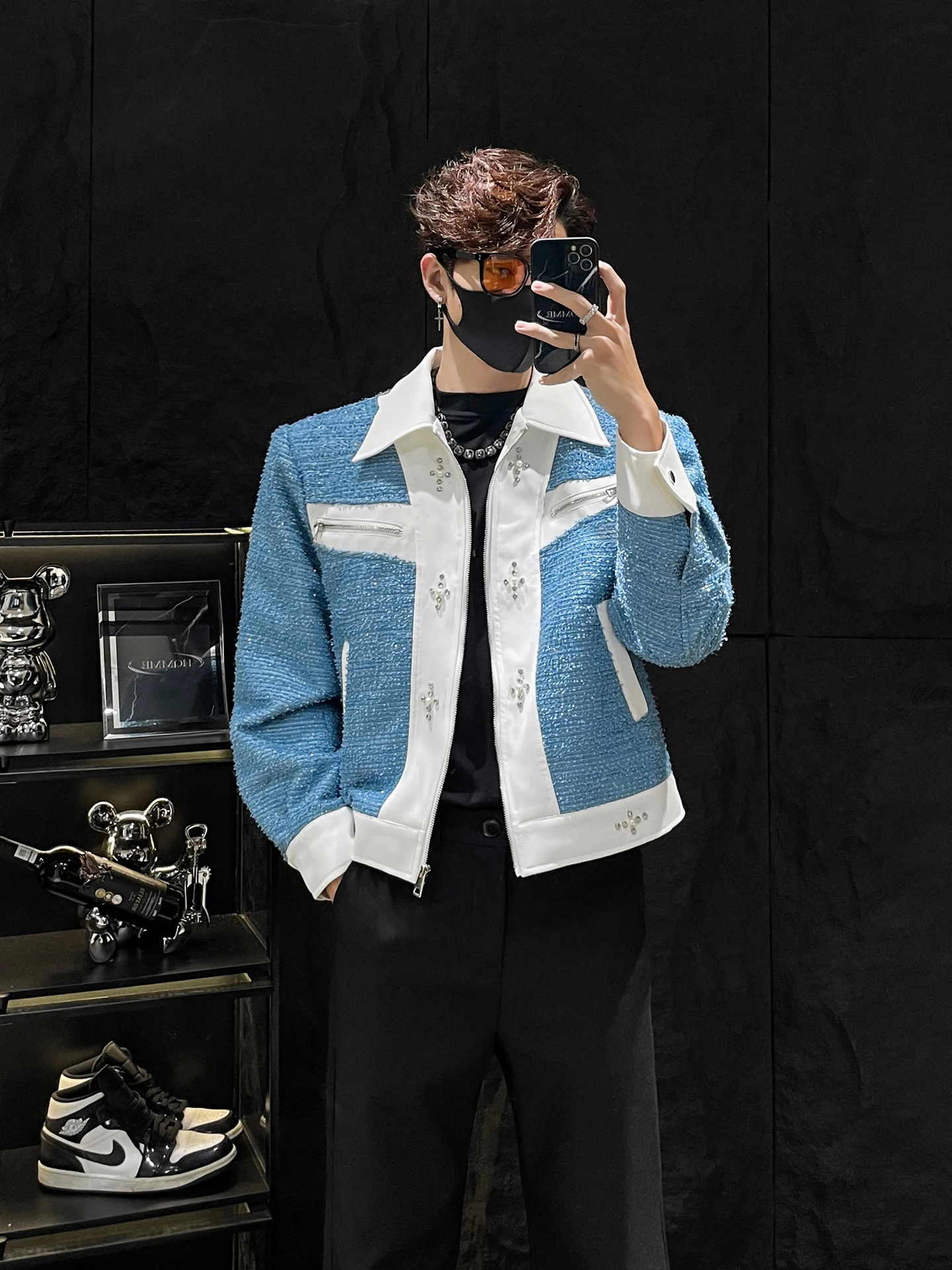 

Мужская куртка свободного кроя Color Blo, молодежная, трендовая, в корейском стиле, не требует глажки, осенняя, модная верхняя одежда