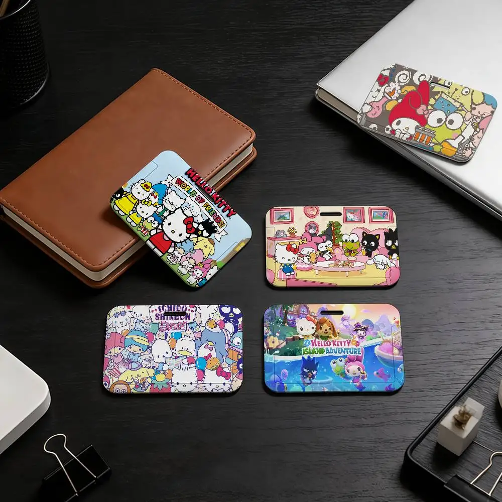 

S-Sanrio Family My M-Melody Card Covers Holders Permit Holder Strap Students Kids Bus Cards Case ID