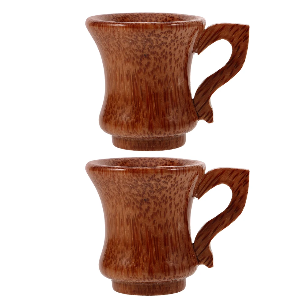 

2 pcs Wooden Wine Goblets Natural Coconut Wood Unique Grain Round Rim Multi-Functional Drinkware For Wine Tea Coffee Camping