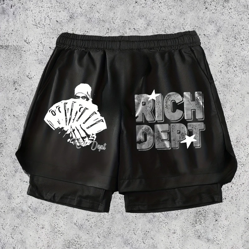 

Simple character prints, artistic youth, men's sports running shorts, printed pattern letters, sports training shorts