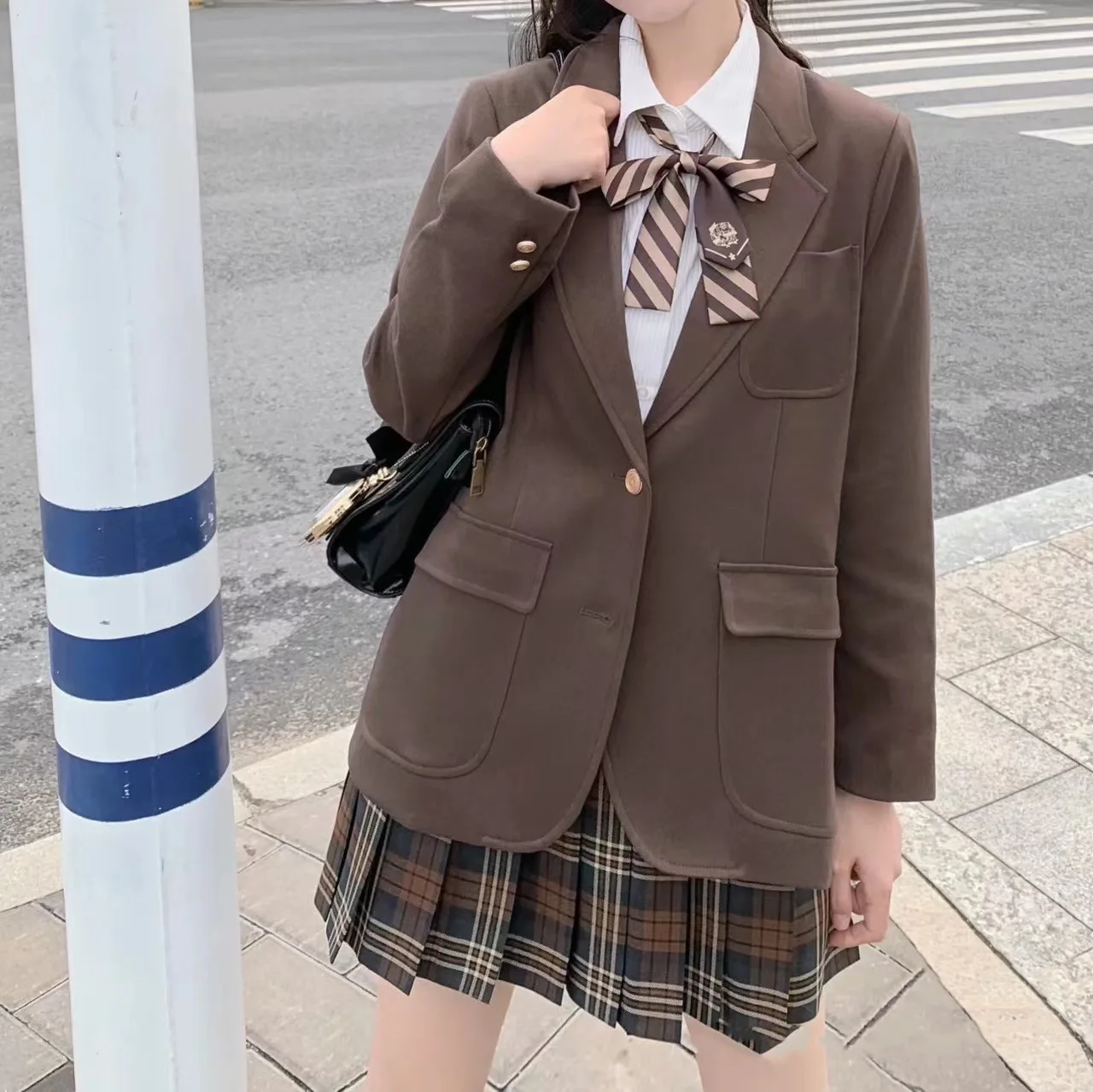 Erwachsene Frauen Japanischen Korea Schule Kleider Braun Anzug Mantel JK Uniform Sailor Anzug Jacke Herbst Mädchen Anime Form Khaki Anzüge