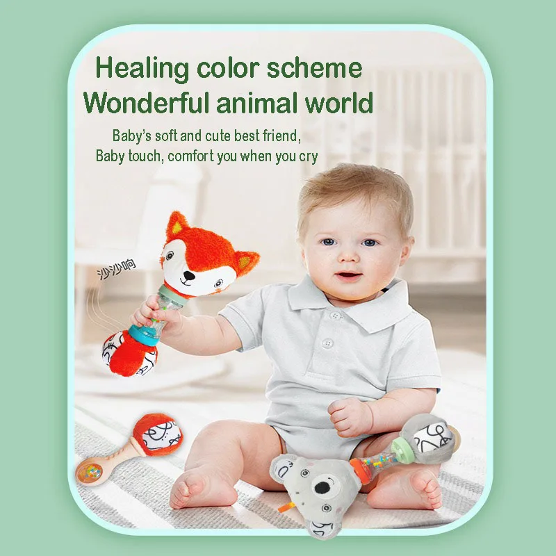 Baby Rattle Stick Toy Soft Silicone Beeper Stick Grasping Training Hand Held Early Learning Sensory Soothing Gift For