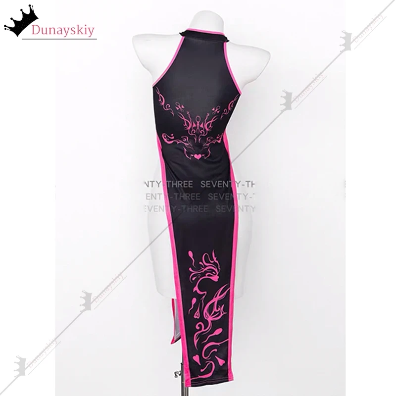 女性のためのレトロでセクシーな悪魔のチャイナドレス,ハイフォーク,ピンクのトーテム,コスチューム,クリスマス,ハロウィーン,2025