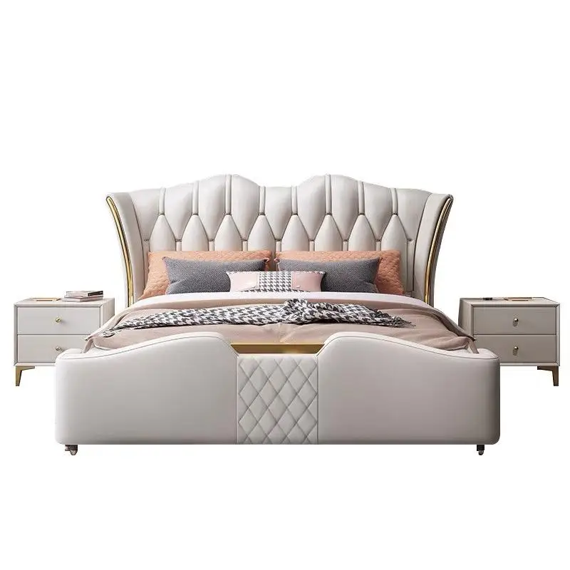 Modern Home Bedroom Furniture Set - Durable Waterproof Fireproof Wood Bedroom Set with 2 Drawers, Suitable for High Traffic
