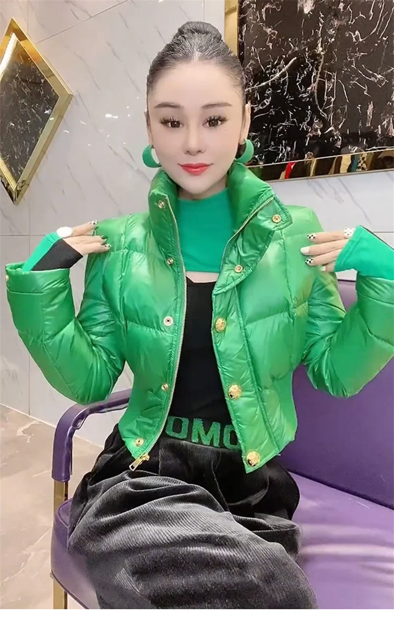 Korean Down Cotton Jacket Women 2025 New Winter Loose Stand-up Collar Casual Short Waterproof Parka Outwear Ladies Warm Overcoat