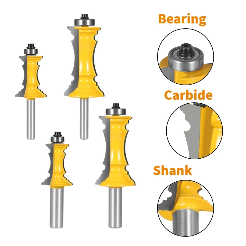 YUSUN 8MM 12MM 12.7MM Gambo Corona Stampaggio Router Bit Porta miteggiata Cassetto Lavorazione del legno Fresa per legno Corrimano Linea