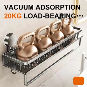 Copa de succión Rack de baño Estante de baño Espacio de baño Aluminio Sin taladro Rack colgante Organizador de baño colgar en la pared 8 mejores caddies de baño de ventas - №4