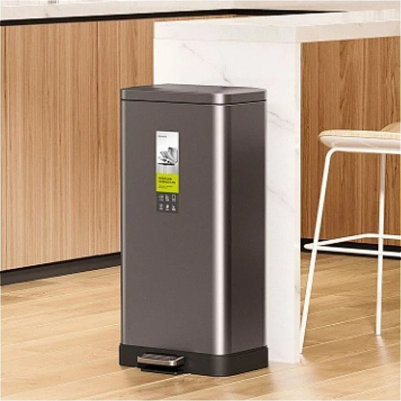 Large Capacity Waste Bins Stainless Steel Pedal Dustbin Food Waste Disposal Garbage Can with Lid Silent Bathroom Trash Can