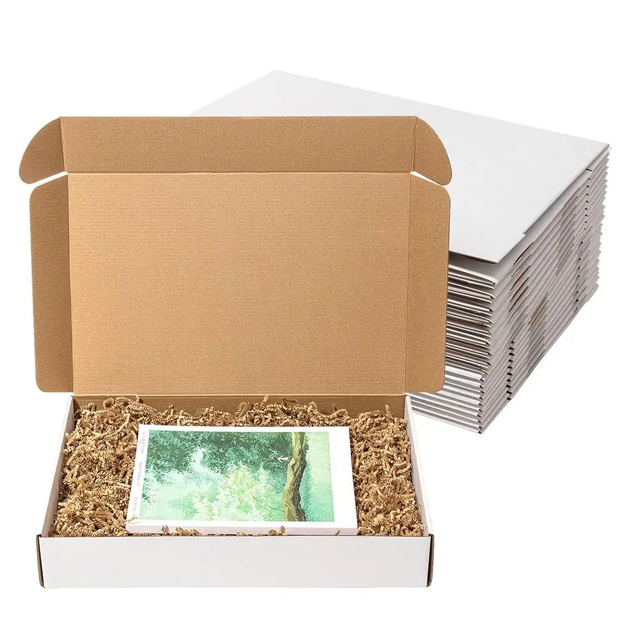 

Коробки для отправки почты, 20 штук, белые гофрированные картонные почтовые коробки для малого бизнеса, плоская упаковка для рассылки литературы, упаковочные материалы