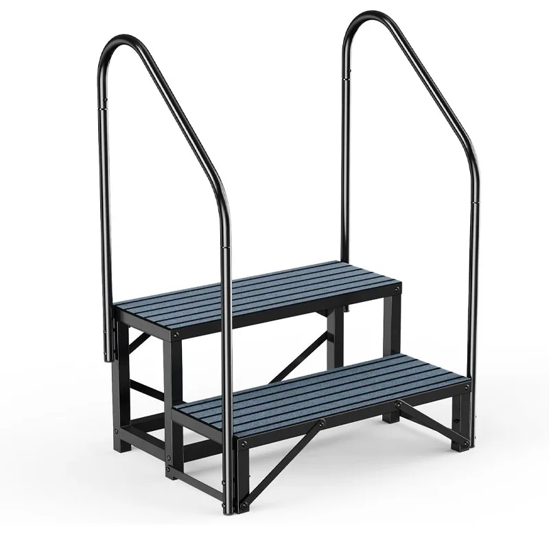 Outdoor 2 Steps RV Stairs With Two Handrails Non-Slip Mobile Home Camper Entry Steps Durable