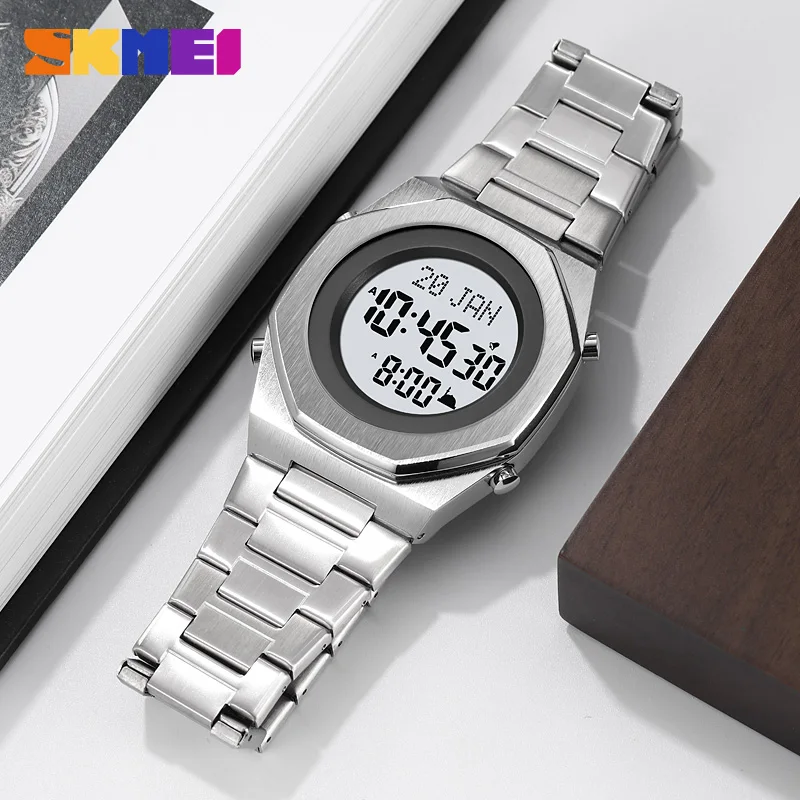 SKMEI Fashion Qibla Waterproof Watch For Men Luxury Casual LED Electronic Wristwatch Date Stopwatch Alarm Digital Clock Reloj