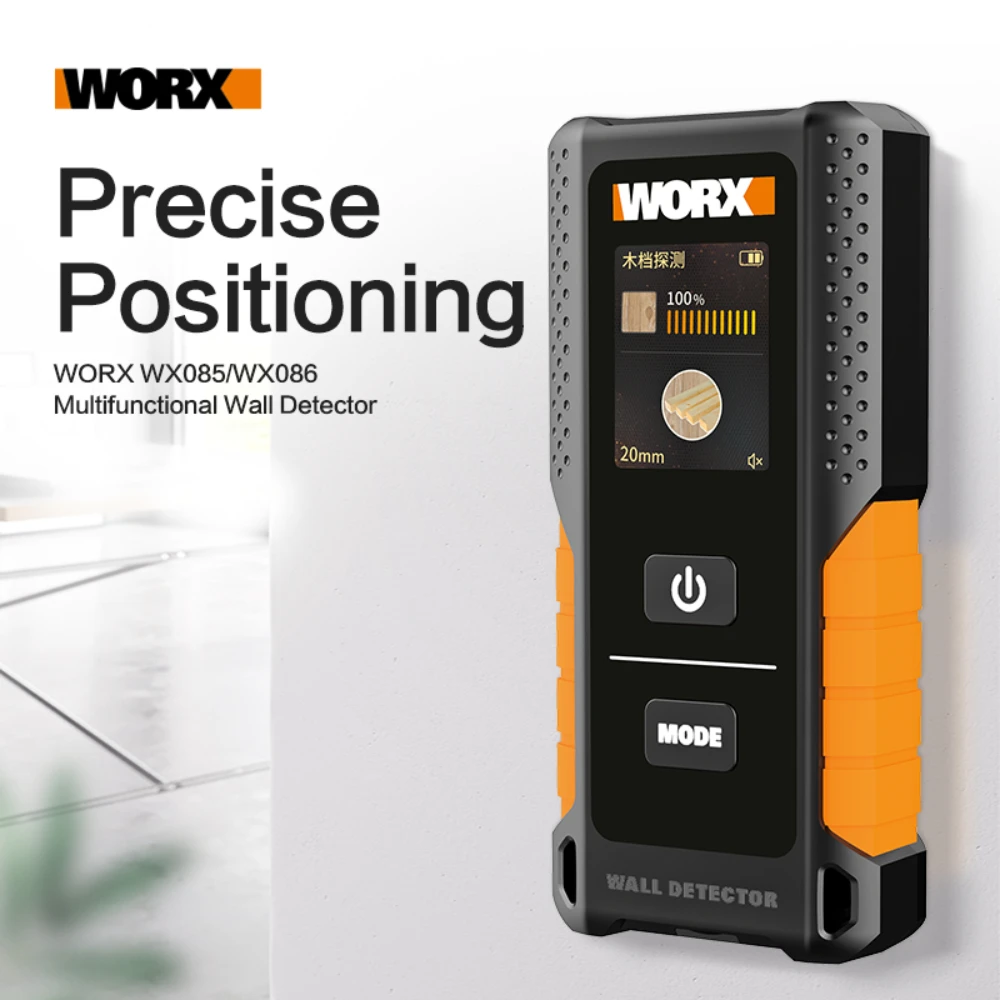 Worx Stud Finder WX086 3in1 Multifunctional Detector Wall Metal Wood Cable Detector Digital Color Display USB Voice Broadcast