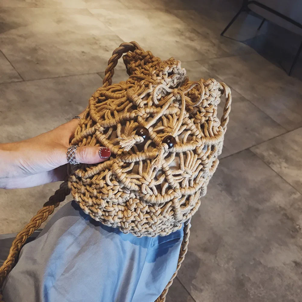 Letnie modne, ręcznie robione torebki typu bucket bag dla kobiet, torby na ramię, listonoszki, damskie torebki.