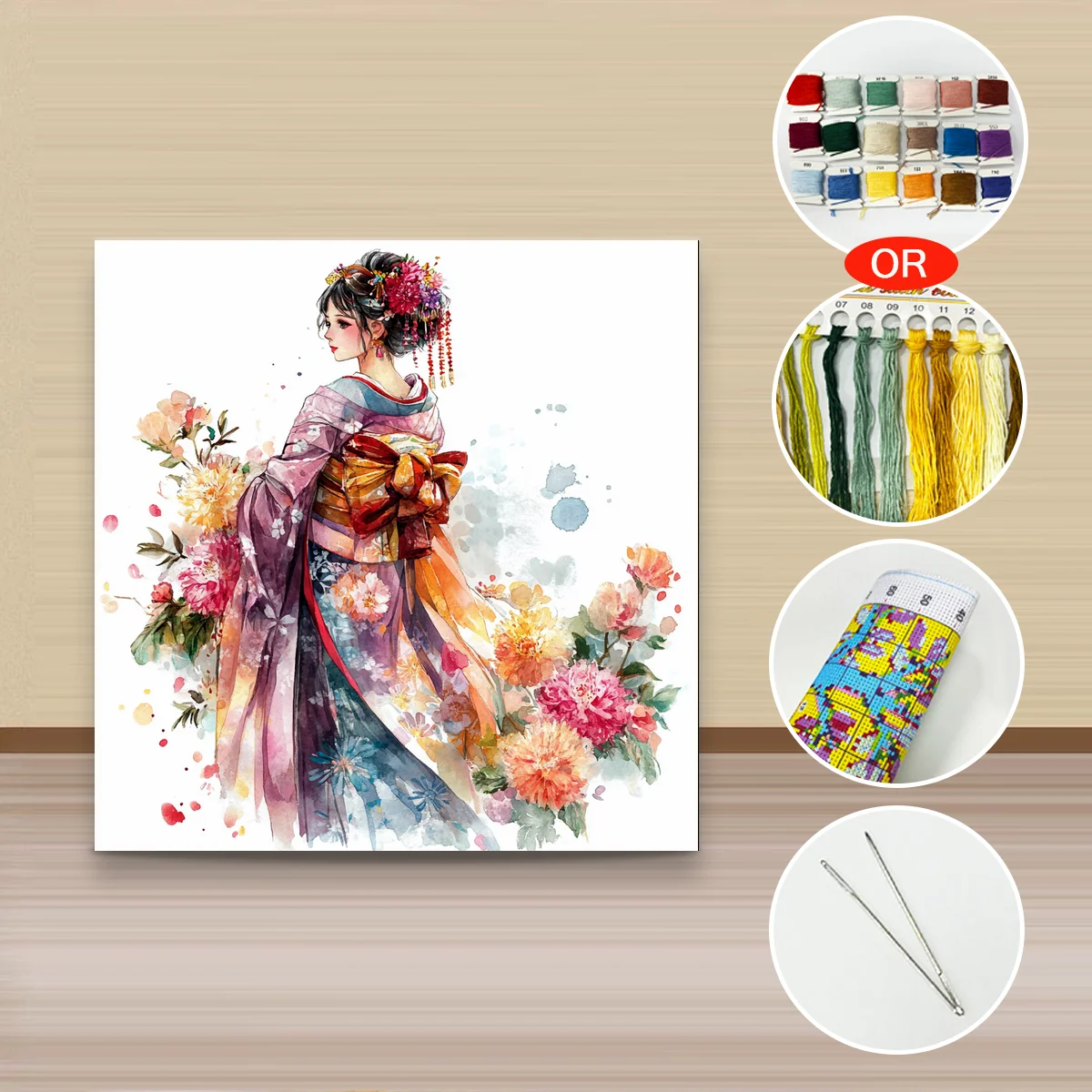 1 Stück 40x40 cm/15,74 Zoll, 11Ct/14Ct Kreuzstich-Set, DIY Valentinstagsgeschenk, Stickerei-Set für Festlichkeiten, Blumen – Detail 3