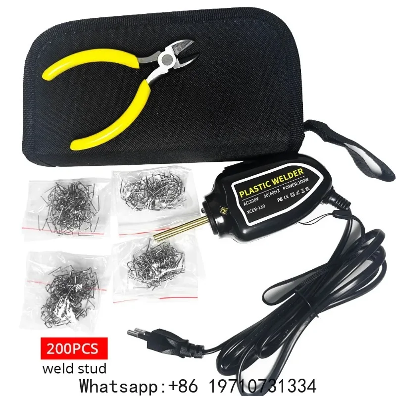 100W Plastic Welding Machine Kit with Welding Gun, Pliers, 200 Welding Nails, Repair Tool for Car Bumper Plastic Damage