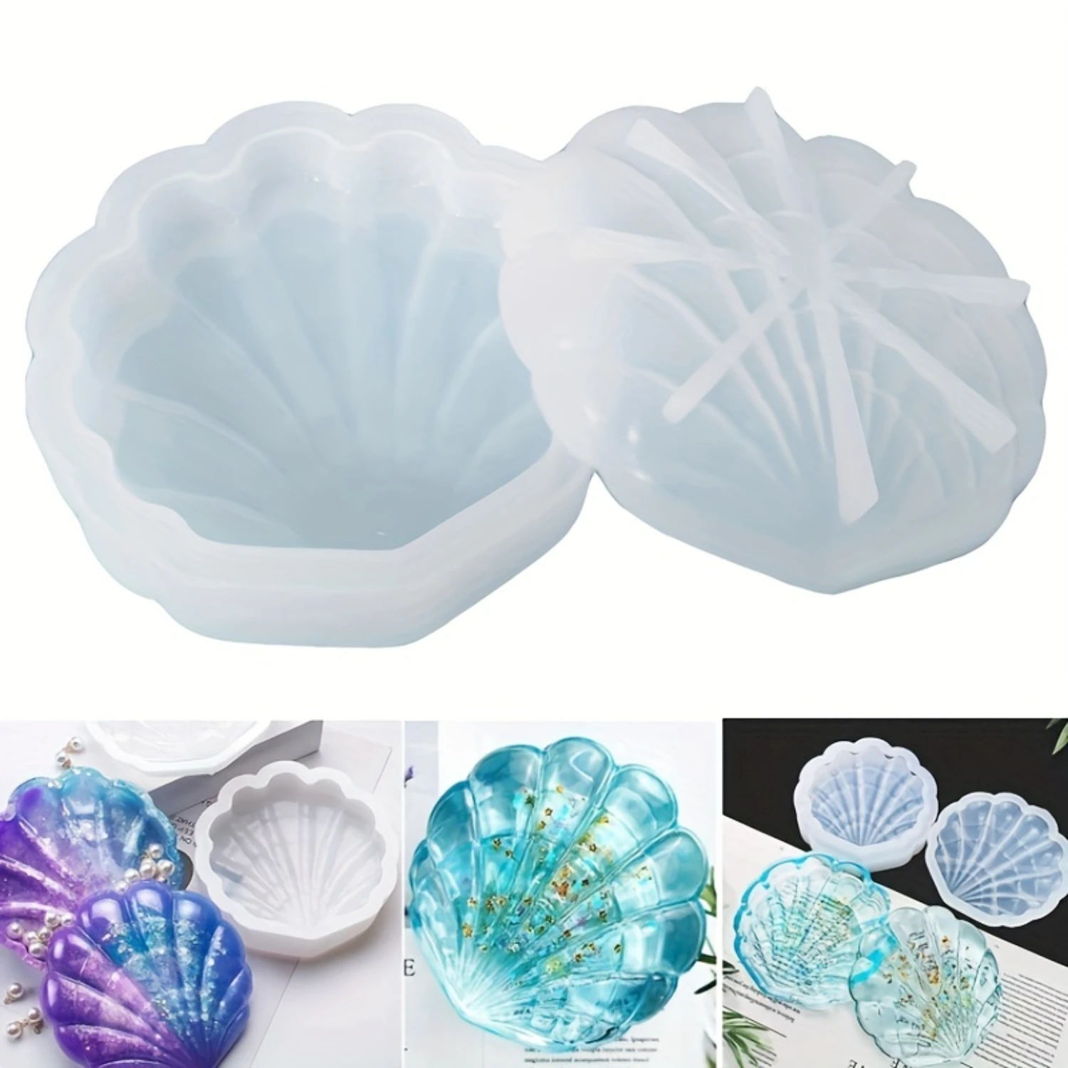 

1 Set Resin Seashell Box with Lid Silicone Mold for DIY Seashell Jewelry - Epoxy Molds for Crafts & Ornaments Silicone mold pot