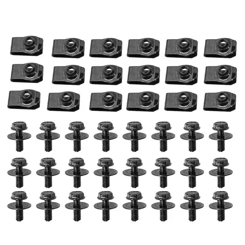 

Новые 25 шт. болты для кузова и 25 шт. U-образные зажимы M6 Крышка двигателя Защита от брызг для автомобильных капотов Крылья Универсальные