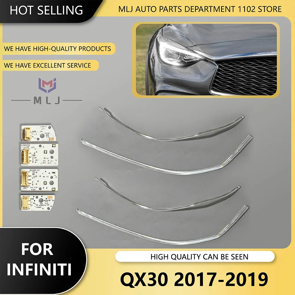 

NEW For Infiniti QX30 Q30 2017-2019 Car LED Light chip DRL Headlight Light Guide Strip Daytime Running Light Tube Bar Angel Eye