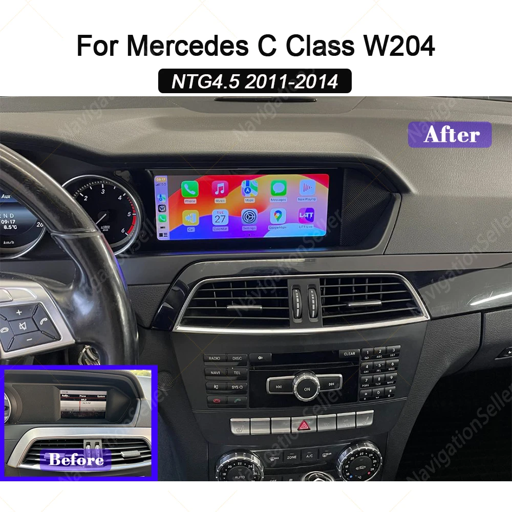 

Car Multimedia For Mercedes W204 C63 C200 C250 NTG4.5 Screen Upgrade Wirelss CarPlay Android Auto Radio Head Unit Netfliex Navi
