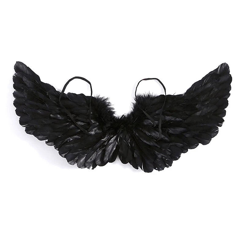 1 Pc Angel Wing White Black Feather Wings Adult Children Birthday Gift Cosplay Wing Stage Show Halloween Christmas Party Costume