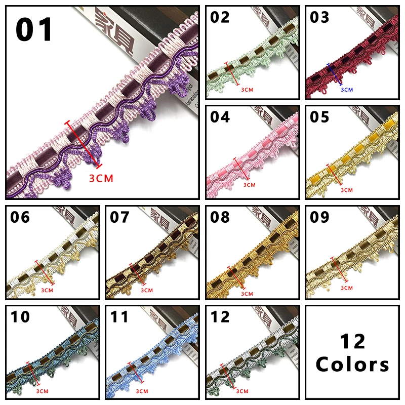 11.5 Meter Tassel Fringe Trim 3cm Width Lace Trim Edge Ribbon For Sewing Curtain Sofa Cushion Edge Lace Upholstery DIY Crafts