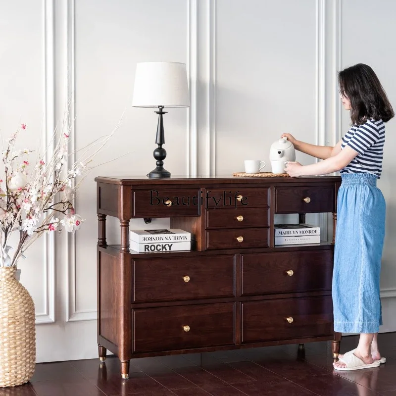 N خزانة ذات أدراج عمود روماني إيطالي خزانة خشبية صلبة أمريكية #2