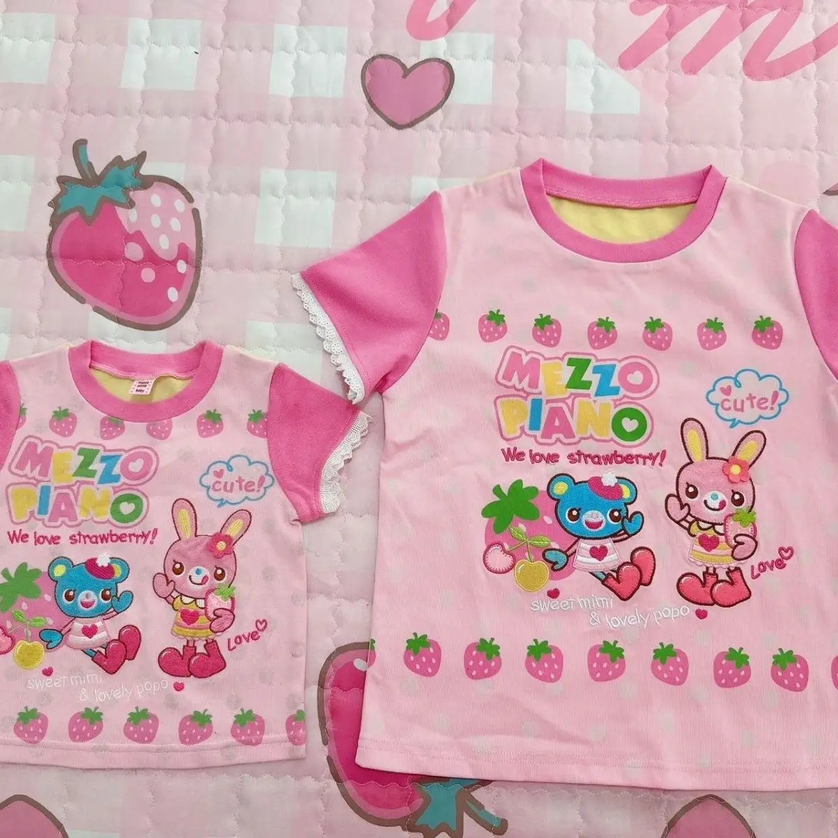 Summer Japanese Kawaii Cartoon Printing Tops Women Harajuku Wave Point Patchwork T-shirt Y2k Aesthetic Fairy Grunge Cute Tee