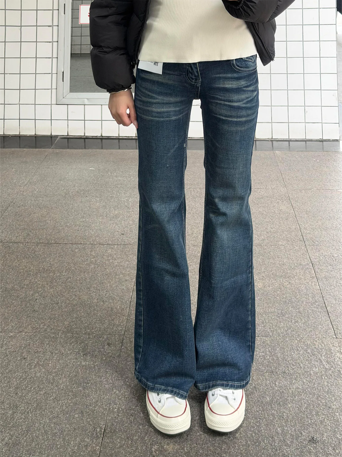 

Low Waist Blue Washed Vintage Jeans Women's Slim Fit American Style Narrow Version Summer New Arrival Sexy Denim Pants