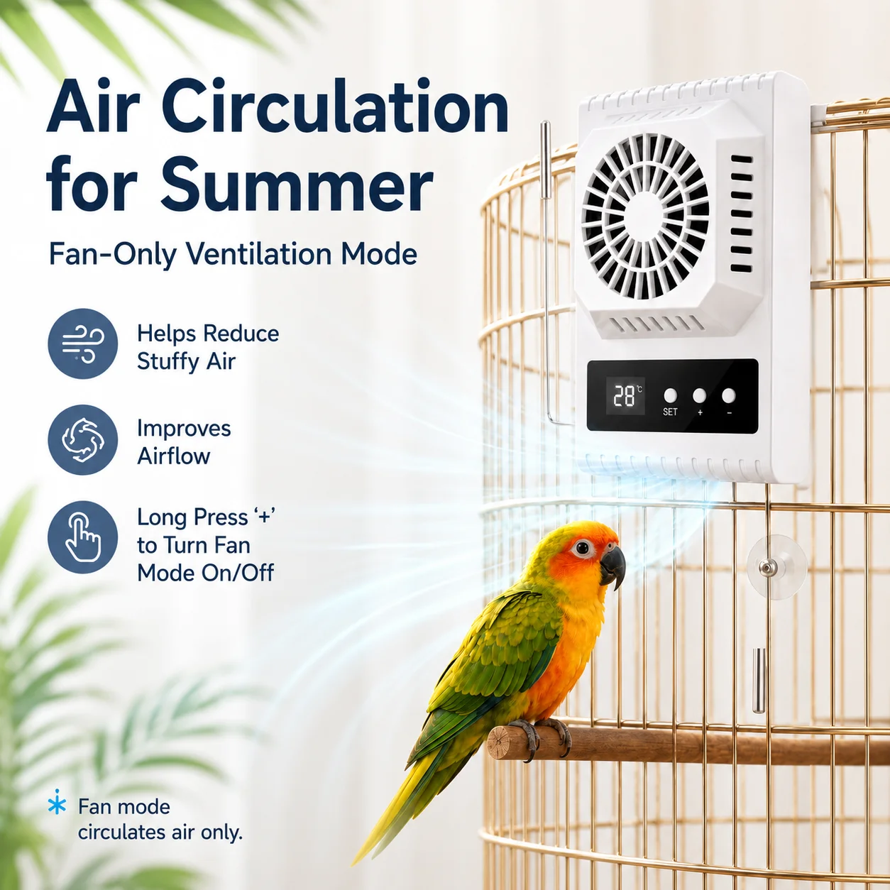 Bird Cage Parrot - 220V EU-Stecker Vogelkäfig PTC-Heizlüfter mit digitalem