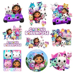 Cute Gabbys Doll House Cartoon Patches for Clothes Heat Transfer Thermal Stickers DIY Kids T shirt Iron on for Women Appliqued