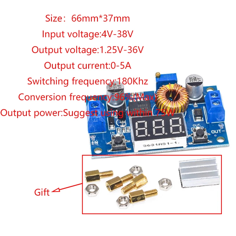 DC-DC Adjustable Boost Power Supply Module 2/24V to 5/9/12/28V 2A Stabilized Wide Voltage Input Boost Board for Electronics