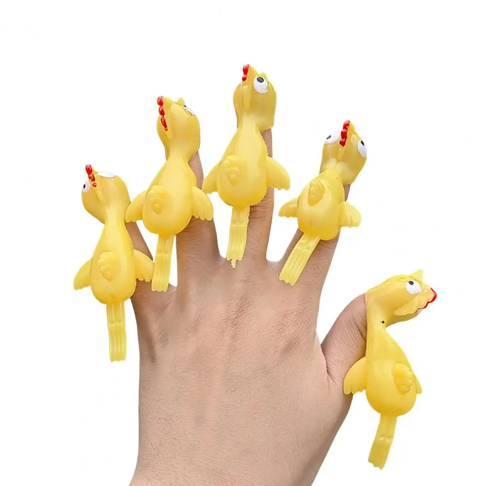 5Pcs/Set Long Lasting Chicken Launching Toy Safe Chicken Tricky Toy Stretch Turkey Catapult Finger Toy  Decompression