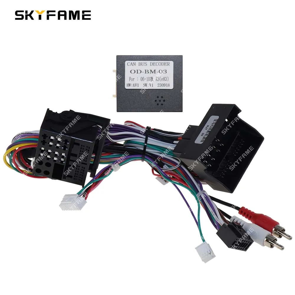 SKYFAME 16Pin Car Stereo Wire Harness Adapter Canbus Box Decoder For Bmw X3 E83 Power Cable OD-BW-03