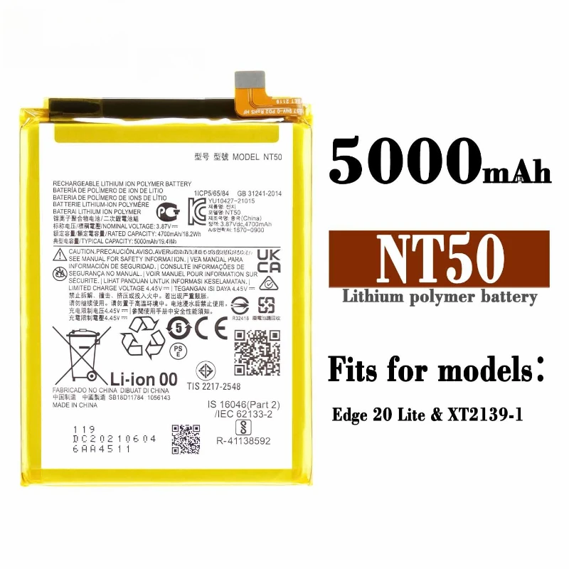 Brand New NT50 5000mAh Mobile Phone Battery NT50 For Motorola Moto Edge 20 Fusion/Edge 20Lite Phone Batteries+Tools