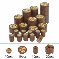 MOC Tile Round 2x2 With Tree Stump Wood Grain Pattern 1x1 Smooth Bricks Part Assembly Building Blocks 14769pb196 98138pb042