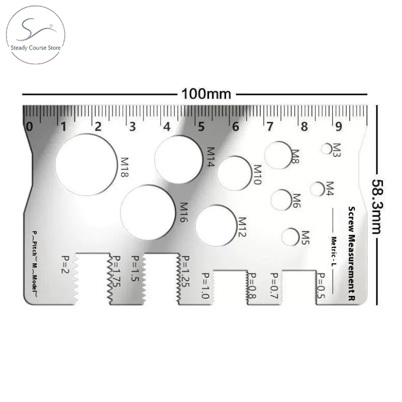 Metric Screw Thread Pitch Gauge Ruler 55 Degree Bolt Cutting Angle Measuring Tool for Stainless Steel Model Making and Repairs