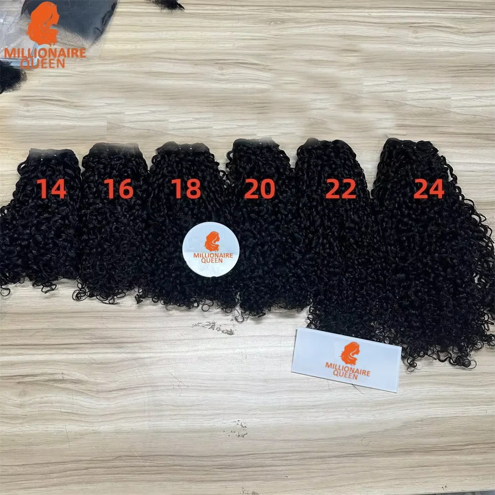 Millionaire Queen 3B3C Pixie Curly Hair Bundles 100% Virgin Human Hair Burmese Raw Human Hair Extensions On Sale For Women
