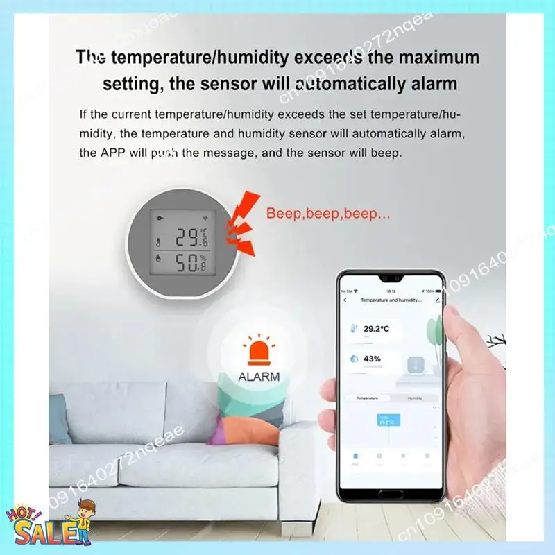 

N08R Tuya Wi-Fi Датчик температуры и влажности Крытый гигрометр Термометр Детектор Smart Life App Батарея или питание от USB