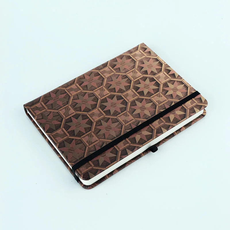 B6 Wood Style Bullet Dotted Journal 160gsm Ultra Thick Elastic Band Back Pocket Hardcover Dot Grid Notebook