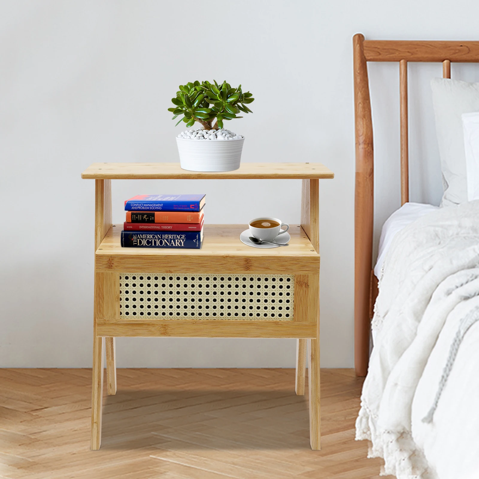 Japanese Modern Nightstands Bedroom Furniture Minimalist Bamboo Mini Nightstand Storage Cabinets Creative Bedside Table