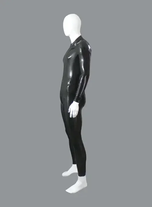Catsuit de látex de goma 100% para hombre, mono clásico, mono de Cosplay, medias Zentai, cremallera frontal, S-XXL de 0,4 MM