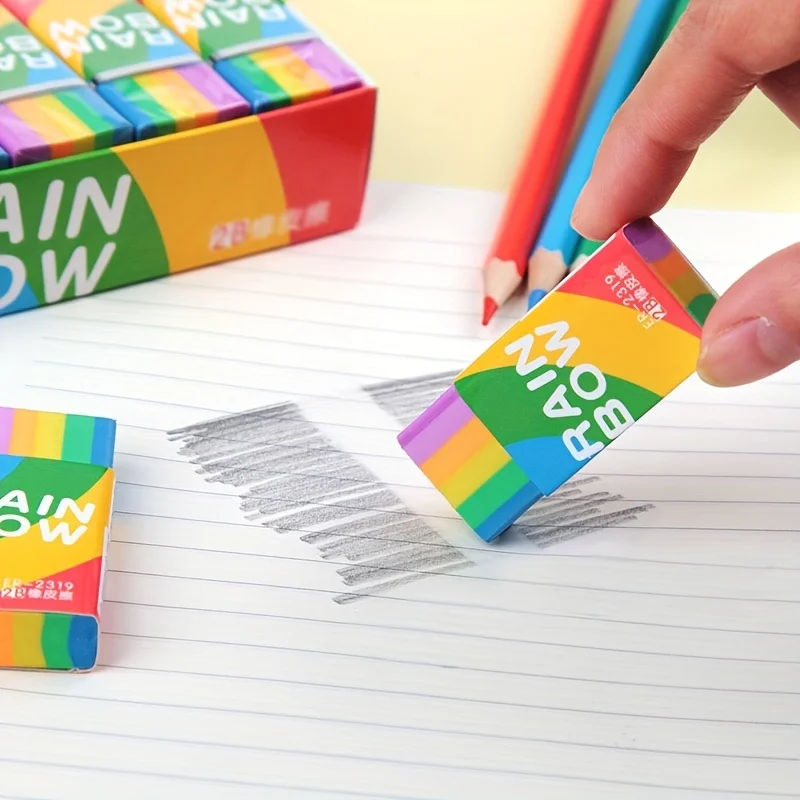 1 Pcs Rainbow Eraser Pencil Eraser Stationery Soft 2B Eraser Suitable for Office and School