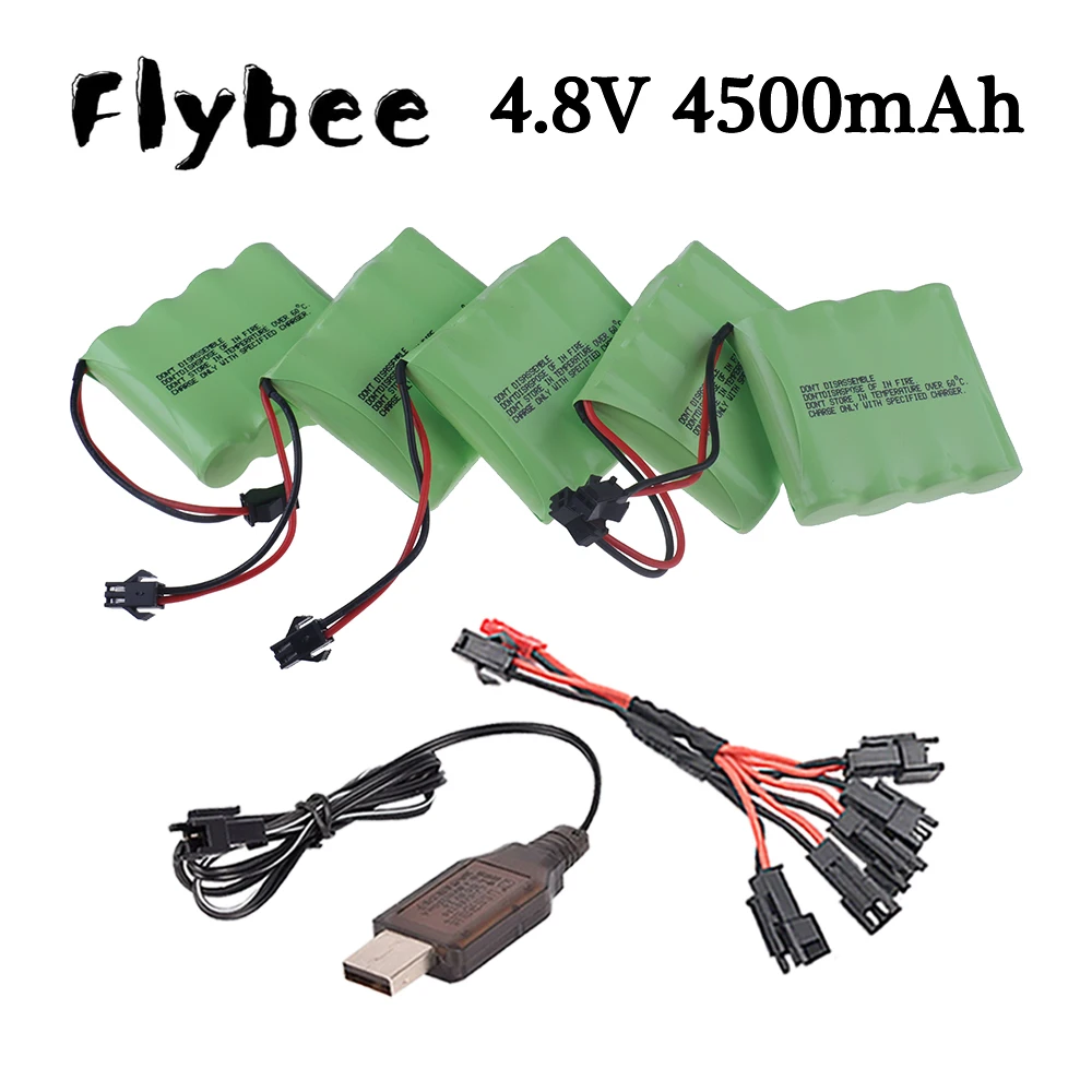 4.8v 4500mAh Rechargeable Battery SM plug For Rc Cars Tanks Robots Boat Ship Toys Gun NiMH AA 4.8 v Battery Pack With Charger