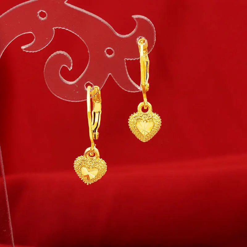 

Luxury 24K 9999 Pure Gold real gold Women's Love Ear Drop Trendy Earrings