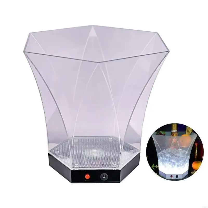 Multi Purpose LED Beverage Container 6L Large Capacity Holder LED Ice Bucket Beverage Coolers for Drink and Refreshment X3UC