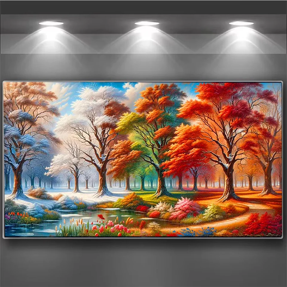 Four seasons Tree landscape Diy Diamond Painting New 2025 Full Diamond Mosaic amazing Mysterious abstract Art Diy Cross Stitch