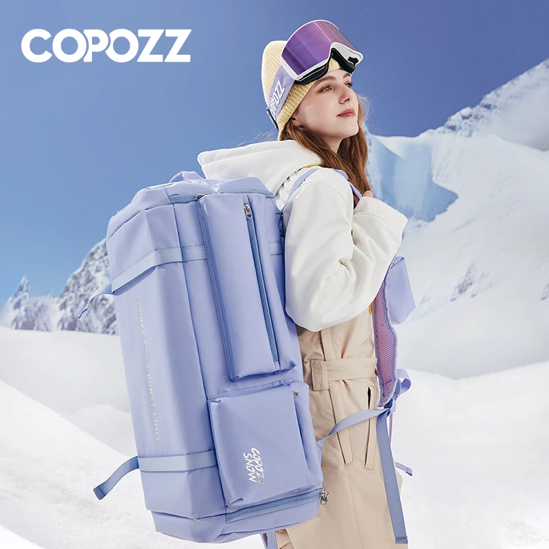 COPOZZ Torba narciarska 55L Duża pojemność do przechowywania butów Kask Snowboard Odzież Plecak Regulowana wodoodporna torba snowboardowa Unisex